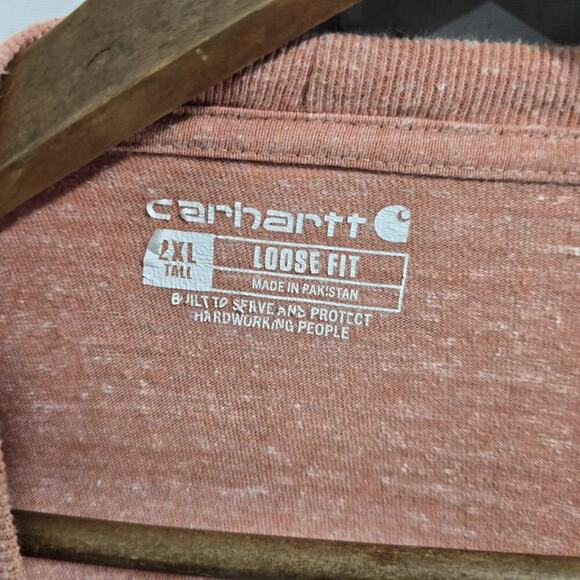 Carhartt T Shirt Mens 2XL T Orange Pocket Loose Fit Tee Short Sleeve Heathered - Picture 3 of 11
